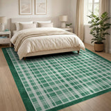 Rustic Farmhouse Green Gingham Plaid Area Rug