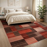 Red Geometric Patchwork Area Rug