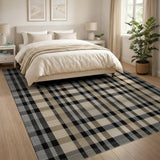 Grey Grey Plaid Geometric Area Rug