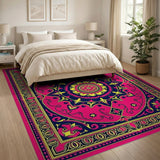 Multi-color and Patterns Traditional Persian Vibrant Pink Persian Medallion Area Rug