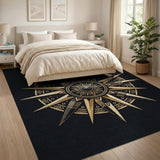 Gold Sunburst Tribal Area Rug