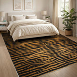 Bold Orange Black Tiger Stripe Area Rug