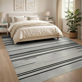 Bold Striped Bold Black White Striped Woven Area Rug