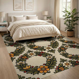 Ornate Floral Wreath Area Rug