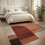 Terracotta Geometric Abstract Area Rug