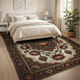 Ornate Red Lotus Persian Area Rug