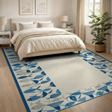 Coastal Blue Fish Border Area Rug