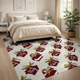 Festive Gift Boxes with Gold Bows Pattern Rug