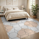 Peach Hexagon Grid Modern Area Rug