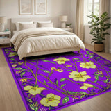 Purple Yellow Floral Vine Area Rug