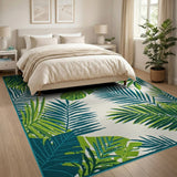 Tropical Green Palm Monstera Leaf Area Rug