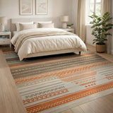 Orange Geometric Southwestern Fringe Rug