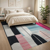 Abstract Geometric Teal Pink Area Rug