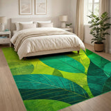 Vibrant Overlapping Green Leaves Area Rug