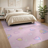 Sparkling Pink Hearts Stars Kids Rug
