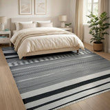 Heritage Tribal Black White Geometric Woven Area Rug
