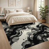 Abstract Black Ink Splash Area Rug