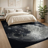 Moon Crater Black White Area Rug