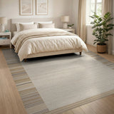 Beige Striped Border Woven Area Rug