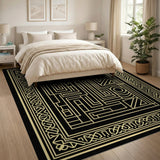 Gold Maze Labyrinth Geometric Area Rug