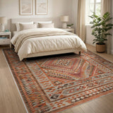 Terracotta Gray Geometric Southwestern Rug