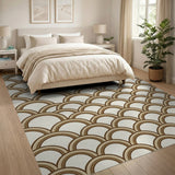 Tan Scalloped Wave Area Rug