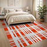 Red Bold Red Plaid Geometric Area Rug