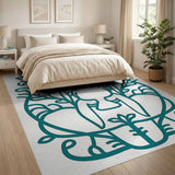 Teal Elephant Vine Silhouette Area Rug