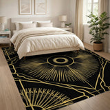 Geometric Modern Gold and Silver Gold Sunburst Geometric Area Rug