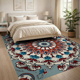 Vibrant Teal Coral Mandala Persian Rug