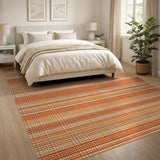 Orange Plaid Geometric Area Rug