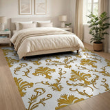 Luxurious Gold Damask Area Rug