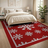 Festive Red Snowflake No. 11 Area Rug