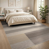 Modern Grey Beige Striped Geometric Area Rug