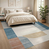 Geometric Modern Teal Gold Geometric Abstract Area Rug
