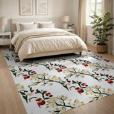 Red Peach Blossom Fruit Pattern Area Rug
