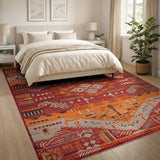 Red Southwestern Geometric Area Rug