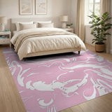 Pink Pink Marble Swirl Abstract Area Rug