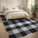 Black White Checkered Woven Farmhouse Rug