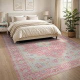 Blush Pink Blush Pink Traditional Persian Area Rug