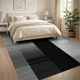 Black and White Geometric Modern Black White Vertical Stripe Area Rug