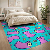Playful Pink Ghosts Cartoon Area Rug