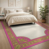 Pink Gold Ornate Baroque Frame Area Rug