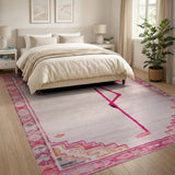 Exotic Pink Flamingo Boho Area Rug