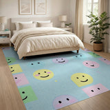 Playful Cartoon Happy Faces Area Rug