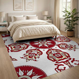 Red Persian Floral Starburst Area Rug