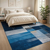 Geometric Modern Blue and Teal Navy Blue Geometric Modern Area Rug