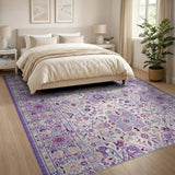 Purple Purple Persian Floral Area Rug