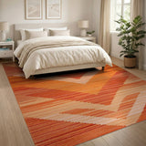 Vibrant Orange Chevron Geometric Area Rug