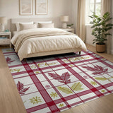 Festive Red Plaid Merry Christmas Area Rug